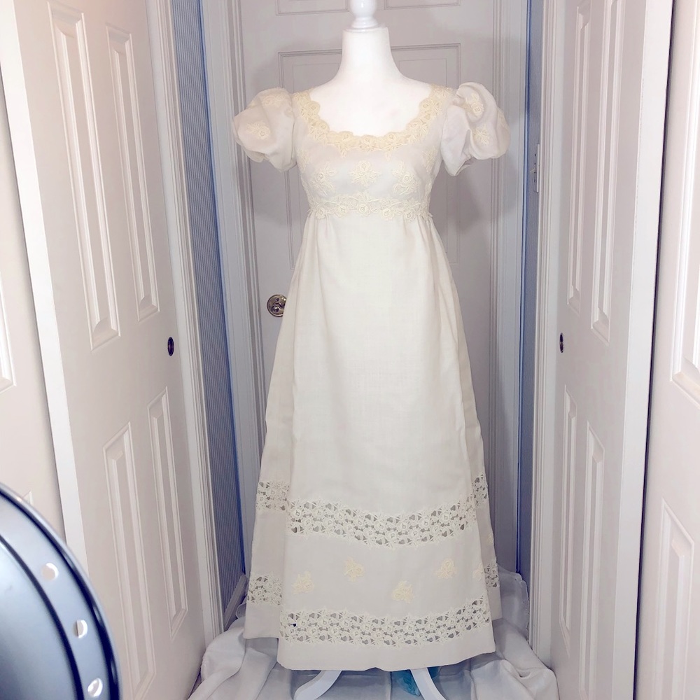 White Linen Wedding Gown